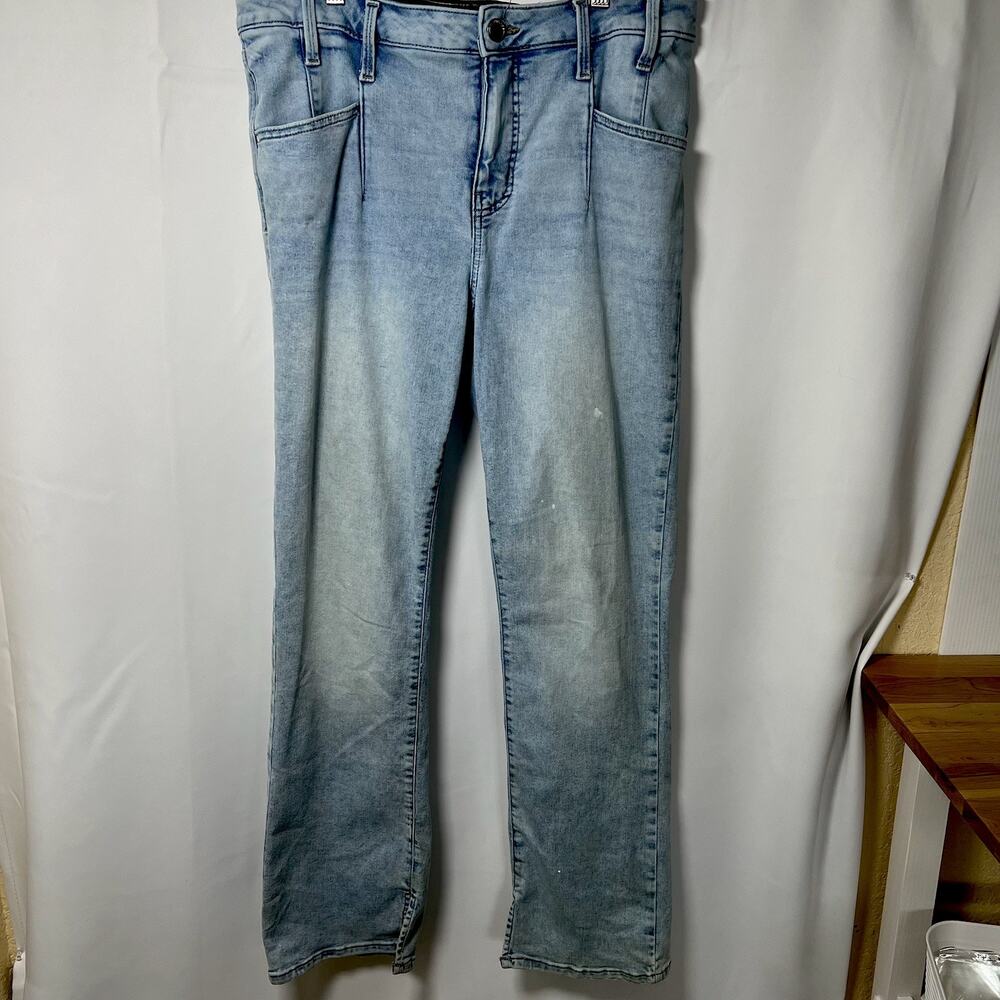 Everflex Womens 18w Regular Light Denim Bottom Leg Slit Wide Leg Stretched Waist